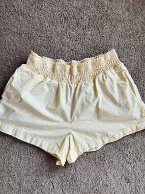 A New Day 100% Cotton Yellow and Cream Striped Shorts